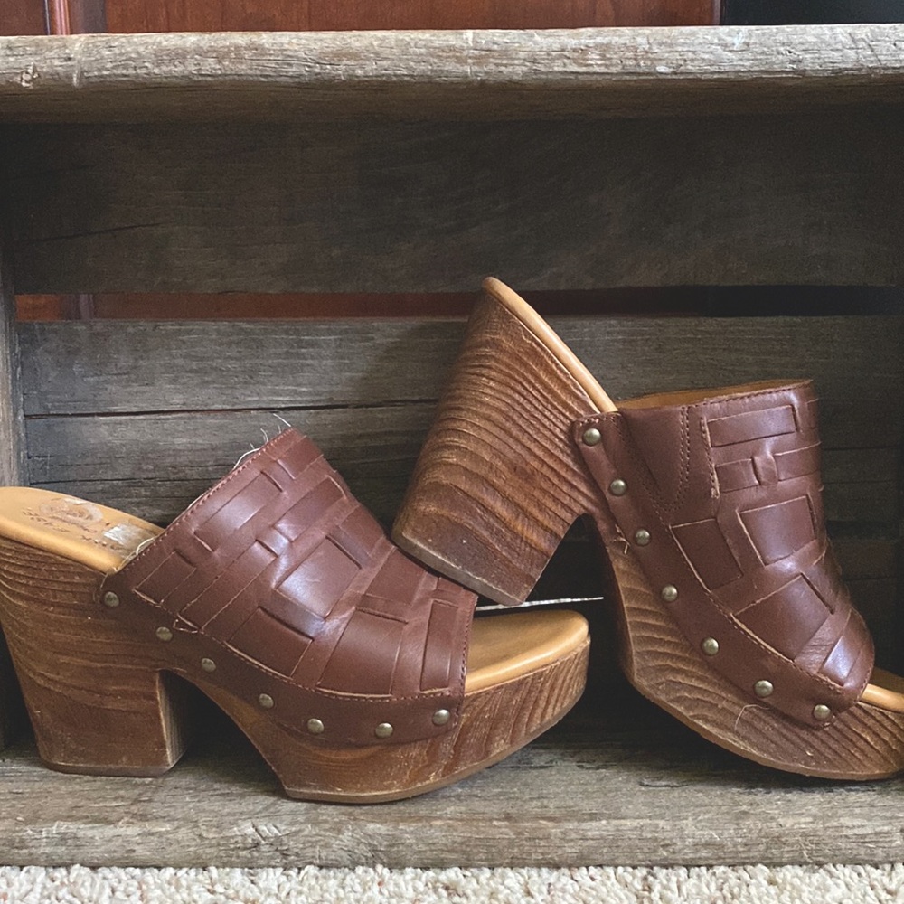 Kork-Ease Wedges, Brown Leather, Size - 9